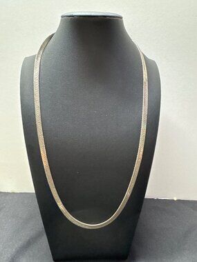 14KT GP Herringbone Chain Necklace 22" Gold Plated Lobster Clasp